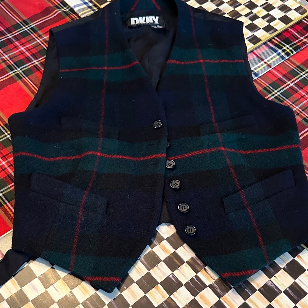 DKNY Tartan Checkered Vest